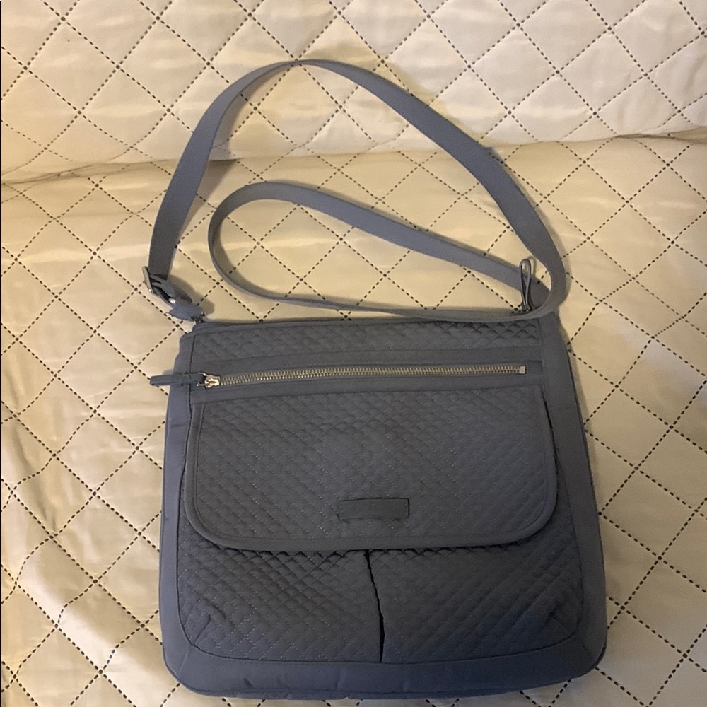 Vera Bradley Gray Quilted Shoulder Bag with Adjustable Strap